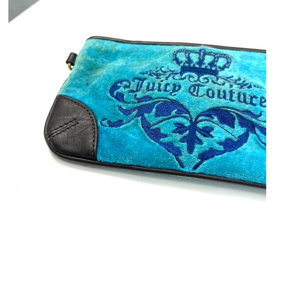 Vintage Y2k K 2000 velour Juicy Couture crown logo embroidered Wristlet Wallet - Picture 3 of 6